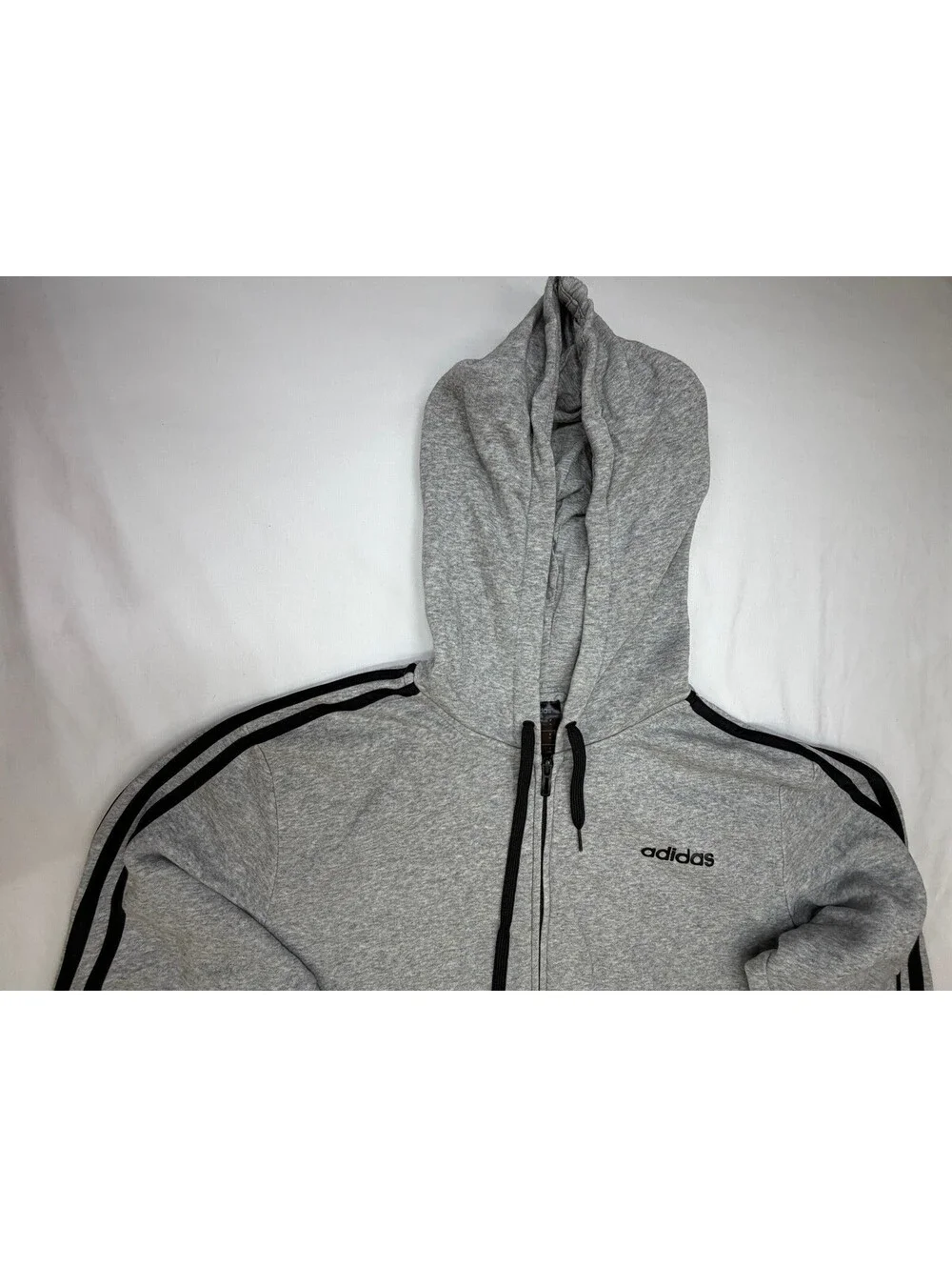 Adidas Men's Hoodie Sweatshirt Full Zip Front Pockets Logo Size XL Grey
